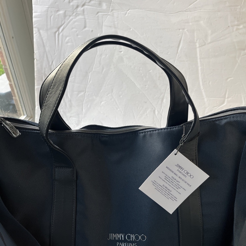 Jimmy Choo Parfums Navy Duffle Weekender Bag W/ Shoulder Strap Travel Tote New - Picture 4 of 16